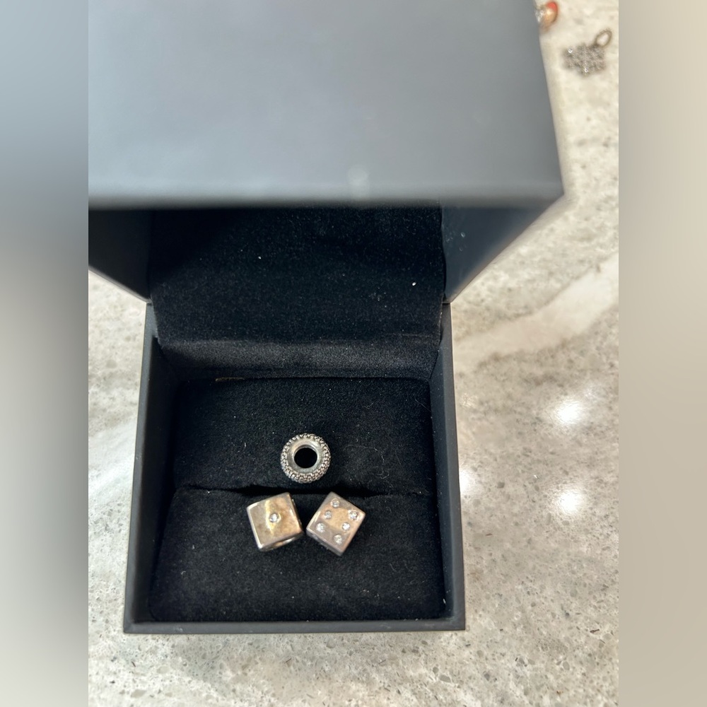 2 PANDORA Sparkling Dice Charms.